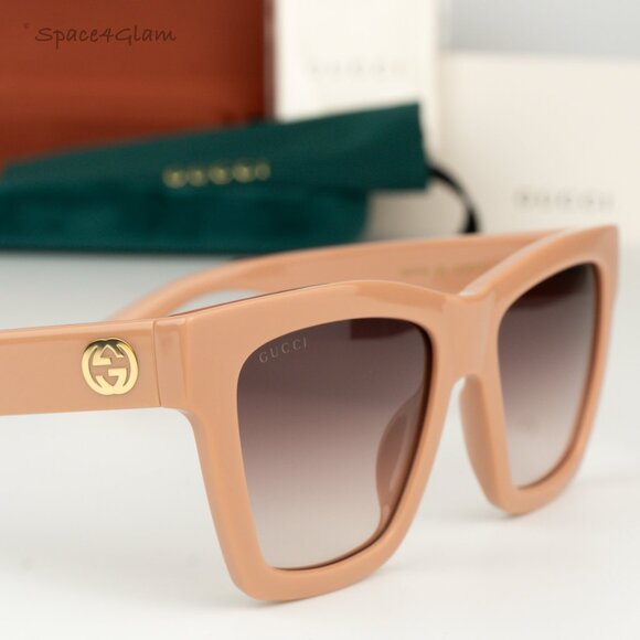 NEW Gucci GG1714S 005 Cloud Rose Pink Brown Gradient Women Square Sunglasses - Picture 1 of 7